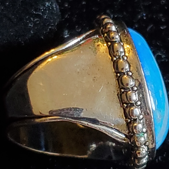 Premier Designs silvertone turquoise colored stone ring size 6 1/2 - Picture 3 of 9
